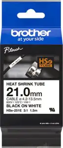 Brother Heat Shrink Tubing P-Touch HSe-251E - Roll 2.1 cm x 1.5 m - Black on White