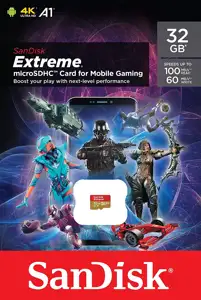 SanDisk Extreme microSD card for Mobile Gaming 32GB 100MB/s A2 C10 V30 UHS-I U3