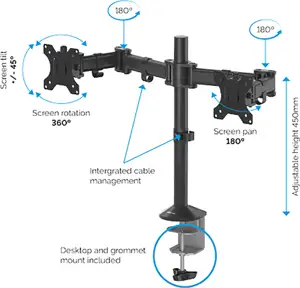 Fellowes arm for 2 Reflex monitors (8502601)