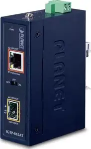 Planet Industrial Compact 100 1000-base Open Slot SFP to 1GbE RJ45 802.at PoE Media Converter (-40 to 75 C)