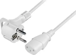 Transmedia Schuko plug flat to C13 jack 5m, White