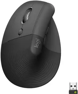 Miš LOGITECH Lift, za ljevake, optički, ergonomski, bežični, USB, sivi