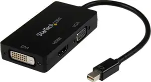 StarTech.com 3 in 1 Mini DisplayPort Adapter - 1080p - Mini DP / Thunderbolt to HDMI / VGA / DVI Splitter for Your Monitor (MDP2VGDVHD) - video converter - black