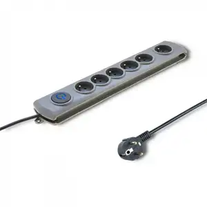 Qoltec Surge protector | 6 slots | 5m | Grey