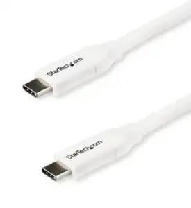 StarTech.com USB C to USB C Cable - 6 ft / 2m - 5A PD - M/M - White - USB 2.0 - USB-IF Certified - USB Type C Cable - USB C Charging Cable (USB2C5C2MW) - USB-C cable - 2 m