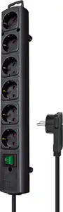 Kabel produžni BRENNENSTUHL, 6 mjesta, 1.5mm2, utičnice 90°, 2m, crni