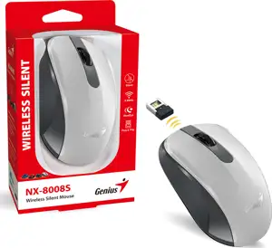 Genius NX-8008S, bežični miš, silent, bijela/siva