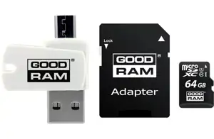 GOODRAM 64GB microSDXC class 10 UHS I + adapter + czytnik