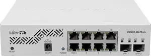 Mikrotik Cloud Smart Switch CSS610-8P-2S+IN, 8×G-LAN PoE-out, 802.3af/at, 2×SFP+ 10G, SwOS, desktop kučište, PSU