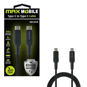MAXMOBILE DATA KABEL TYPE C-TYPE C UDC3028 KEVLAR BLACK QC 3A 2m