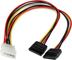 12in LP4 to 2x SATA Power Y Cable Adapter - Molex to to Dual SATA Power Adapter Splitter - power adapter