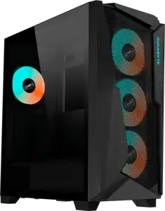 GIGABYTE C301 GLASS Midi Tower, E-ATX, USB 3.1 Gen2 Type-C x1, USB 3.0 x2, Audio In & Out, LED Switch, 4x 120mm ARGB fans, Tempered Glass, Black