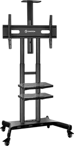 ONKRON Mobile TV Stand for 50-83” TVs with Wheels Shelves Height Adjustable Rolling TV Cart, Black