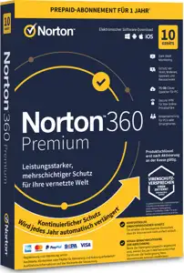 Norton 360 Premium 75 GB Cloud Storage - Box Pack - 10 Devices - 1 Year - German