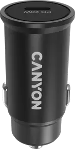 Canyon C-20, PD 20W Pocket size car charger, input: DC12V-24V, output: PD20W, support iPhone12 PD fast charging, Compliant with CE RoHs , Size: 50.6*23.4*23.4, 18g, Black