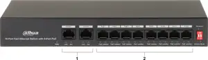 Dahua PoE Switch PFS3010-8ET-65, 8 X PoE 10/100 , 2 X UPlink 10/100