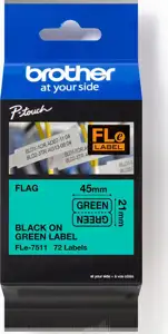 Brother Labels FLE7511 - 72 pcs. - 21 mm x 45 mm - Black on Green