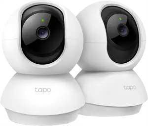 TP Link Tapo C210 2-Pack, Pan/Tilt Home Security Wi-Fi Camera, 2K (3MP) High-Definition Video, 360o horizontal range, Night Vision, Sound and Light Alarm, Motion Detection, Micro SD card-Up to 256GB, 