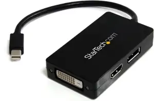StarTech.com Travel A/V adapter - 3-in-1 Mini DisplayPort to DisplayPort DVI or HDMI converter (MDP2DPDVHD) - video adapter - DisplayPort / HDMI / DVI - 15 cm