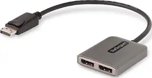 StarTech.com 2-Port DisplayPort MST Hub, Dual 4K 60Hz, DP to 2x DisplayPort Monitor Adapter, DP 1.4 Multi-Monitor Video Adapter w/ 1ft Built-in Cable, USB Powered, Windows Only - Multi Stream Transpor