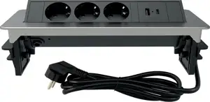 Utičnica Commel ugradbena PopUp 2m 3680W/16A 2xUSB A+C 5V/3,1A 235-101 nikal