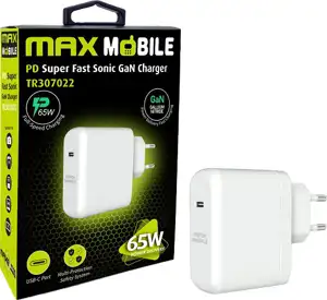 MAXMOBILE KUĆNI PUNJAČ PD SUPER FAST SONIC CHARGE TYPE C, TR-307002, GaN, 65W
