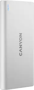 CANYON PB-106, Power bank 10000mAh Li-poly battery, Input 5V/2A, Output 5V/2.1A(Max), USB cable length 0.3m, 140*68*16mm, 0.24Kg, White