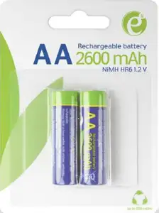 Gembird Ni-MH rechargeable AA batteries, 2600mAh, 2pcs blister pack