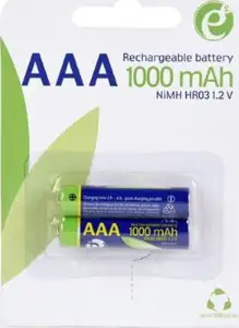 Gembird Ni-MH rechargeable AAA batteries, 1000mAh, 2pcs blister pack