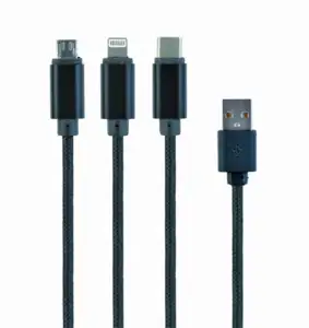 Gembird USB 3-in-1 charging cable, black, 1m