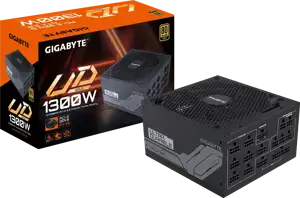 GIGABYTE UD1300GM Power Supply 1300W, PCIe Gen5 16Pin x 1 600W, Modular, 80 PLUS Gold, Japanese capacitors, 140mm fan, EU plug