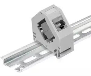 NaviaTec keystone jack holder for DIN rail, 1 port, with 1pc CAT6A STP keystone jack