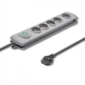 Qoltec Surge protection strip | 5 sockets | 3m | Grey