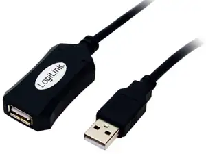 USB 2.0 kabel A->A M/Ž 5,0 m, aktivni, crni