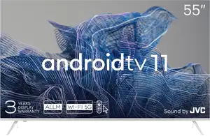 55', UHD, Android TV 11, White, 3840x2160, 60 Hz, Sound by JVC, 2x12W, 83 kWh/1000h , BT5.1, HDMI ports 4, 24 months