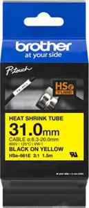 Brother Heat Shrink Tubing P-Touch HSe-661E - 31 mm x 1.5 m - Black on Yellow