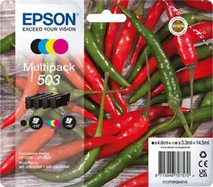 TIN Epson Tinte 503 C13T09Q64020 4er Multipack (BKMCY) bis zu 210 Seiten