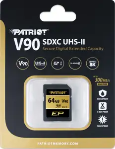 Patriot 64GB SDXC UHS-II Class10 SD card, 300/260 MB/s.