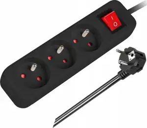 Lanberg 3 sockets PL 3.0m black with switch