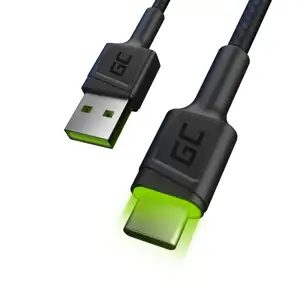 KAB USB > USB-C (ST-ST) 1,2m Green Cell Backlight Green LED Black