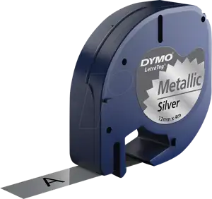 DYMO LetraTag-Band, Plastični 12mm x 4m schwarz->silbermetal