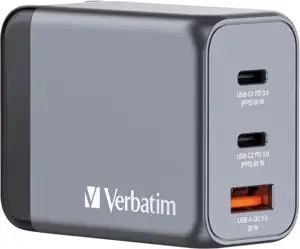 Verbatim GNC-65 GaN Charger 65W 2xUSB-C/1xUSB-A