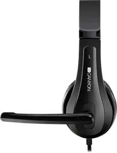 CANYON HSC-1, basic PC headset with microphone, combined 3.5mm plug, leather pads, Flat cable length 2.0m, 160*60*160mm, 0.13kg, Black