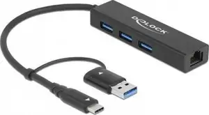 Docking station DELOCK, USB-C/USB-A na USB-C, USB-A, LAN