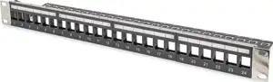 Modular Patch Panel, shielded 24-port, Blank, 1U, Rack Mount, black