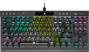 Corsair K70 RGB TKL CHAMPION SERIES Optical-Mechanical Gaming Keyboard, Backlit RGB LED, CORSAIR OPX RAPIDFIRE, Black, Black PBT Keycaps, EAN:0840006648253