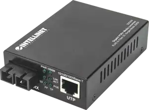 INTELLINET Gigabit PoE + Medienkonverter SC Singlemode 20km