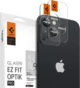 Spigen Glass EZ Fit Optik Pro, zaštitno staklo za kameru telefona, 2 kom, crno - iPhone 14/iPhone 14 Plus (AGL05213)