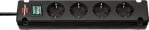 Bremounta Extension Socket 4-way black 1.5m H05VV-F 3G1.5