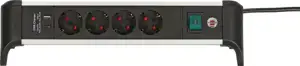 Brennenstuhl power strip ALU-Office-Line 4-way 1.8m USB